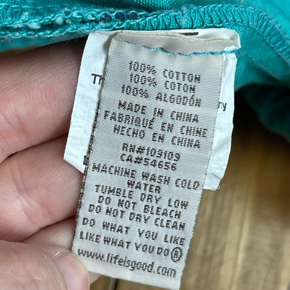 Life is good drawstring backpack teal with flower - Picture 7 of 7